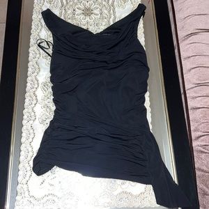 Black ruched sleeveless blouse